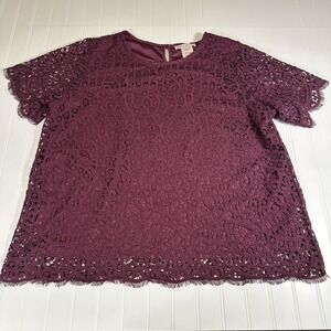 Women's PHILOSOPHY Plum Purple Lace Blouse Size XXL